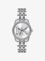 Mini Ritz Pavé Logo Silver-Tone Watch