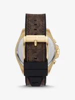 Oversized Brecken Logo and Gold-Tone Watch