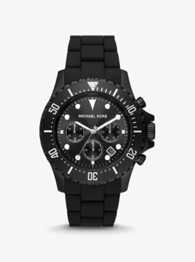 Oversized Everest Black-Tone and Silicone Watch