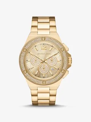 Oversized Lennox Pavé Gold-Tone Watch