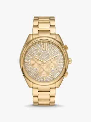 Oversized Janelle Pavé Gold-Tone Watch