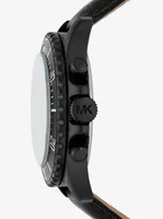 Oversized Everest Black-Tone and Leather Watch