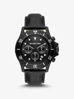 Oversized Everest Black-Tone and Leather Watch