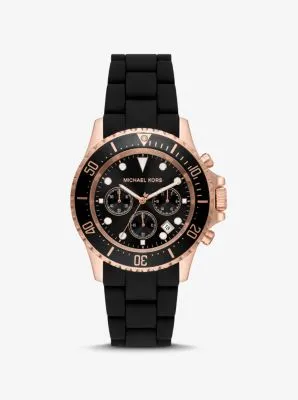 Oversized Everest Rose Gold-Tone and Silicone Watch