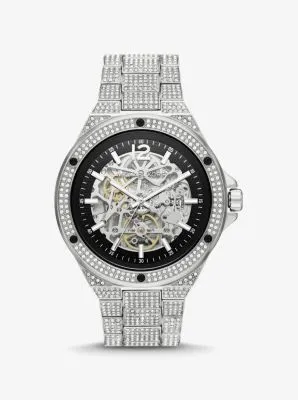 Limited-Edition Oversized Lennox Pavé Silver-Tone Watch