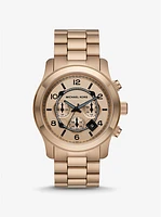 Oversized Runway Beige Gold-Tone Watch