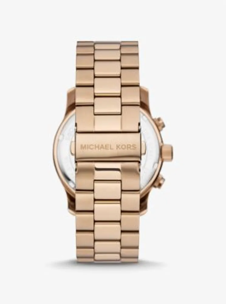 Oversized Runway Beige Gold-Tone Watch