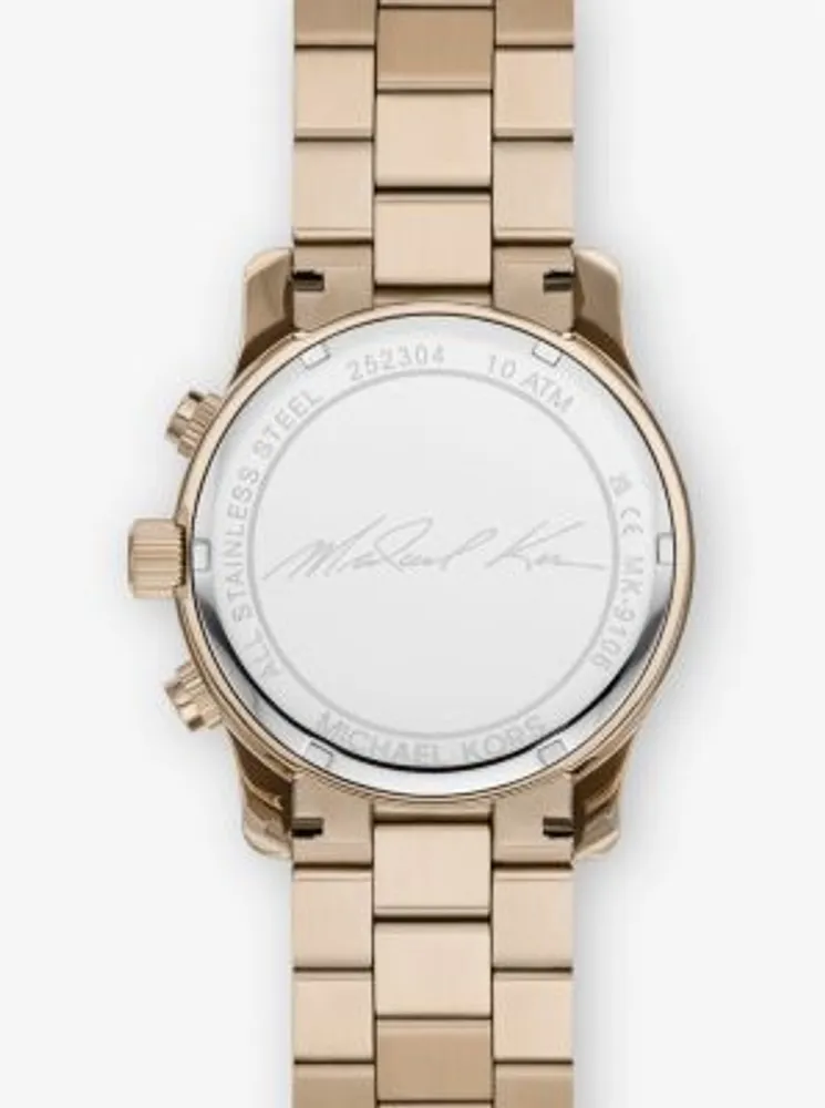 Oversized Runway Beige Gold-Tone Watch