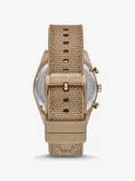 Oversized Warren Beige Gold-Tone and Nylon Watch