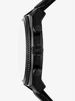 Reloj Panorama oversize en tono negro y piel con motivo de cocodrilo en relieve