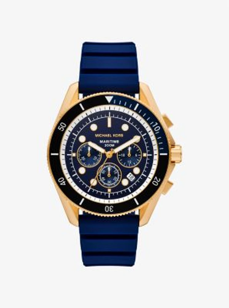Oversized Maritime Gold-Tone and Silicone Watch