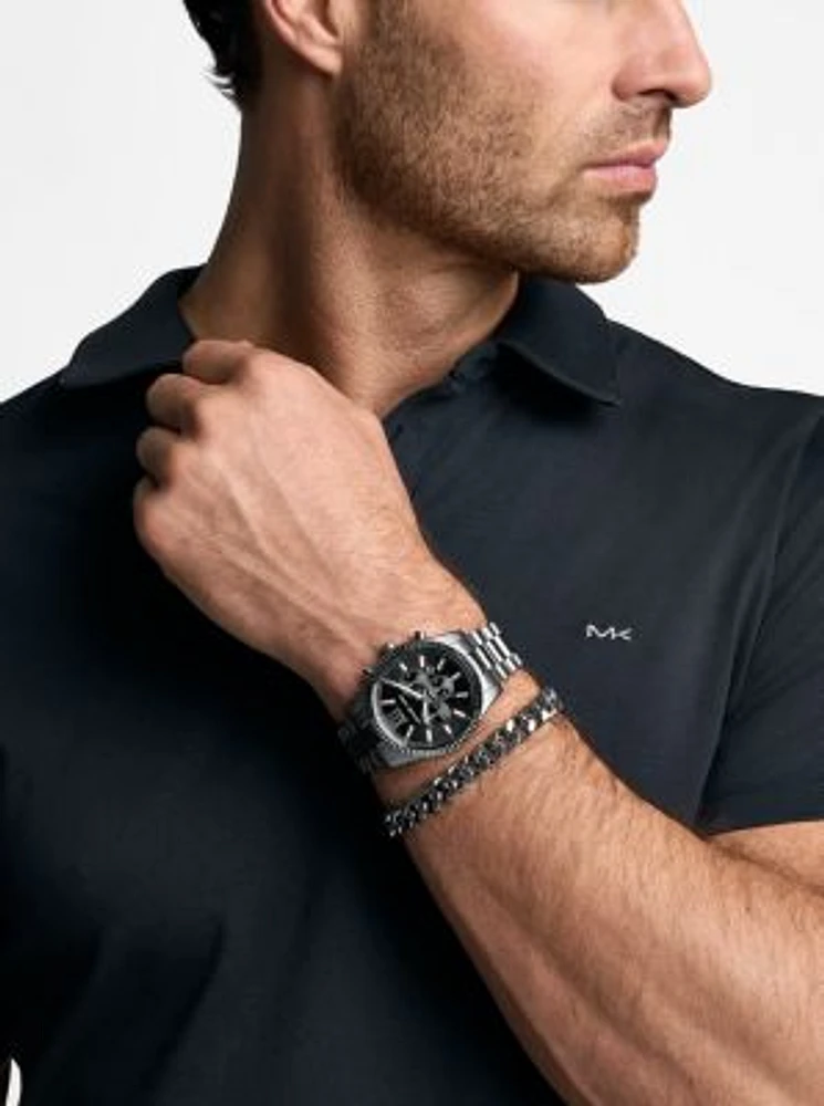 Oversized Lexington Gunmetal Watch and Bracelet Gift Set