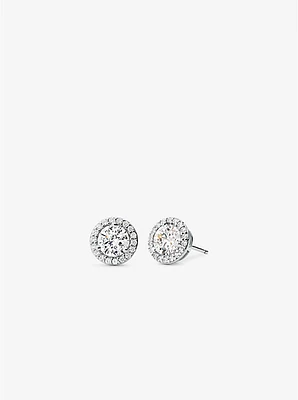 Precious Metal-Plated Sterling Silver Pavé Stud Earrings