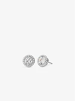 Precious Metal-Plated Sterling Silver Pavé Stud Earrings