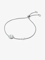 Precious Metal-Plated Sterling Silver Pavé Halo Slider Bracelet