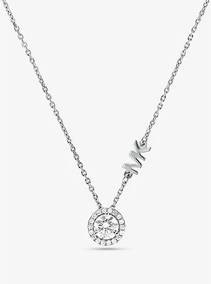 Precious Metal-Plated Sterling Silver Pavé Halo Necklace