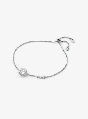 Sterling Silver Pavé Halo Slider Bracelet