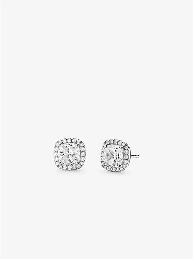 Precious Metal-Plated Sterling Silver Pavé Stud Earrings