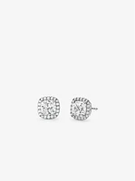 Precious Metal-Plated Sterling Silver Pavé Stud Earrings