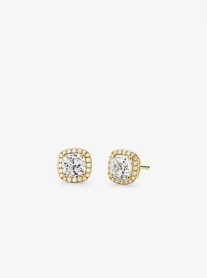 Aretes de tuerca con pavé plata ley chapada en metales preciosos