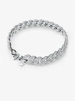 Precious Metal-Plated Sterling Silver Pavé Curb Link Bracelet