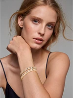 Precious Metal-Plated Sterling Silver Pavé Curb Link Bracelet