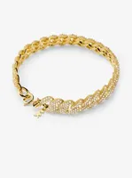 Precious Metal-Plated Sterling Silver Pavé Curb Link Bracelet