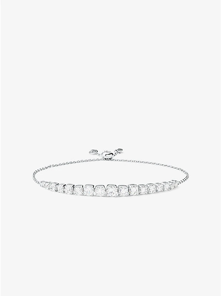 Precious Metal-Plated Sterling Silver Cubic Zirconia Slider Bracelet