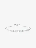 Precious Metal-Plated Sterling Silver Cubic Zirconia Slider Bracelet