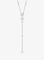 Precious Metal-Plated Sterling Silver Cubic Zirconia Lariat Necklace