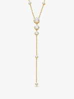 Precious Metal-Plated Sterling Silver Cubic Zirconia Lariat Necklace