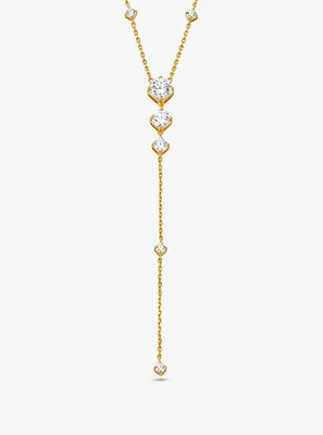 Precious Metal-Plated Sterling Silver Cubic Zirconia Lariat Necklace