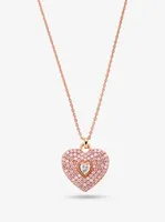 14K Rose-Gold Plated Sterling Silver Pavé Heart Necklace