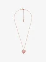 14K Rose-Gold Plated Sterling Silver Pavé Heart Necklace