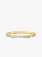 Precious Metal-Plated Sterling Silver Pavé Logo Bangle