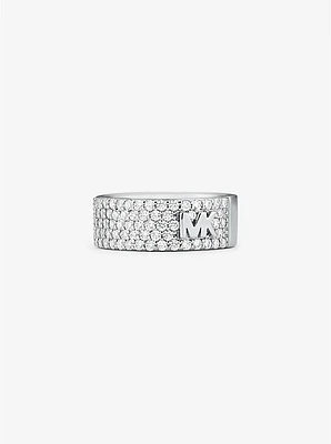 Mott Precious Metal-Plated Sterling Silver Pavé Logo Ring