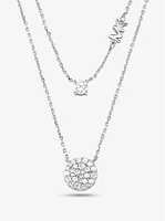 Precious Metal-Plated Sterling Silver Pavé Disc Layering Necklace