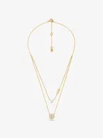 Precious Metal-Plated Sterling Silver Pavé Disc Layering Necklace