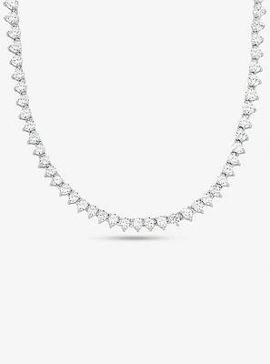 Precious Metal-Plated Sterling Silver Cubic Zirconia Necklace