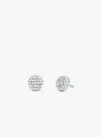 Sterling Silver Pavé Logo Disc Earrings and Necklace Set