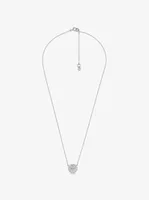 Sterling Silver Pavé Logo Disc Earrings and Necklace Set