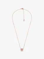 14K Rose Gold-Plated Sterling Silver Pavé Logo Disc Earrings and Necklace Set