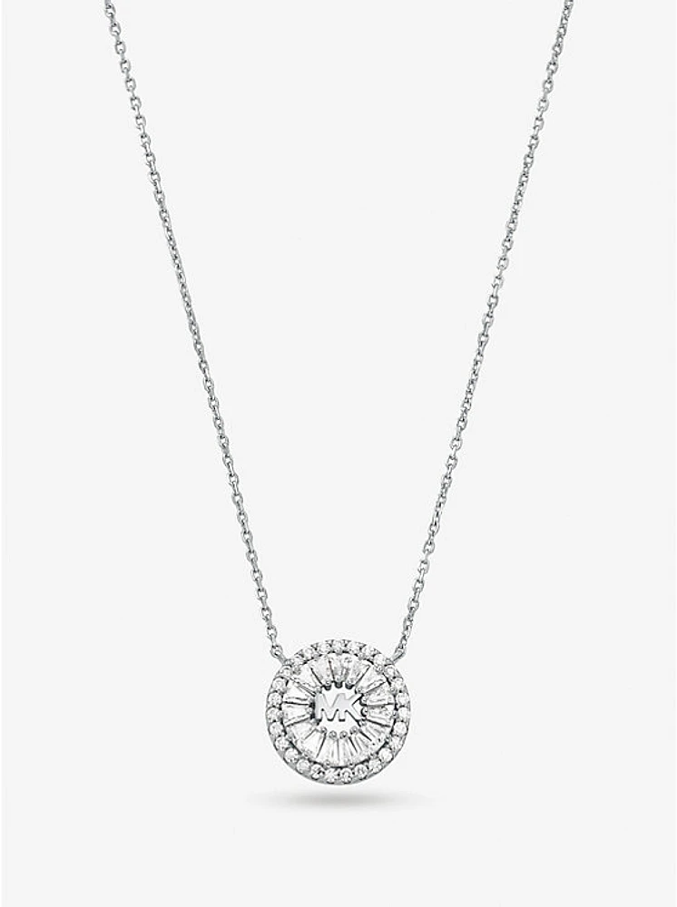 Precious Metal-Plated Sterling Silver Pavé Halo Necklace