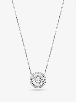 Precious Metal-Plated Sterling Silver Pavé Halo Necklace