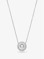 Precious Metal-Plated Sterling Silver Pavé Halo Necklace