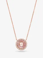 14k Rose Gold-Plated Sterling Silver Pavé Halo Necklace