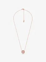 14k Rose Gold-Plated Sterling Silver Pavé Halo Necklace