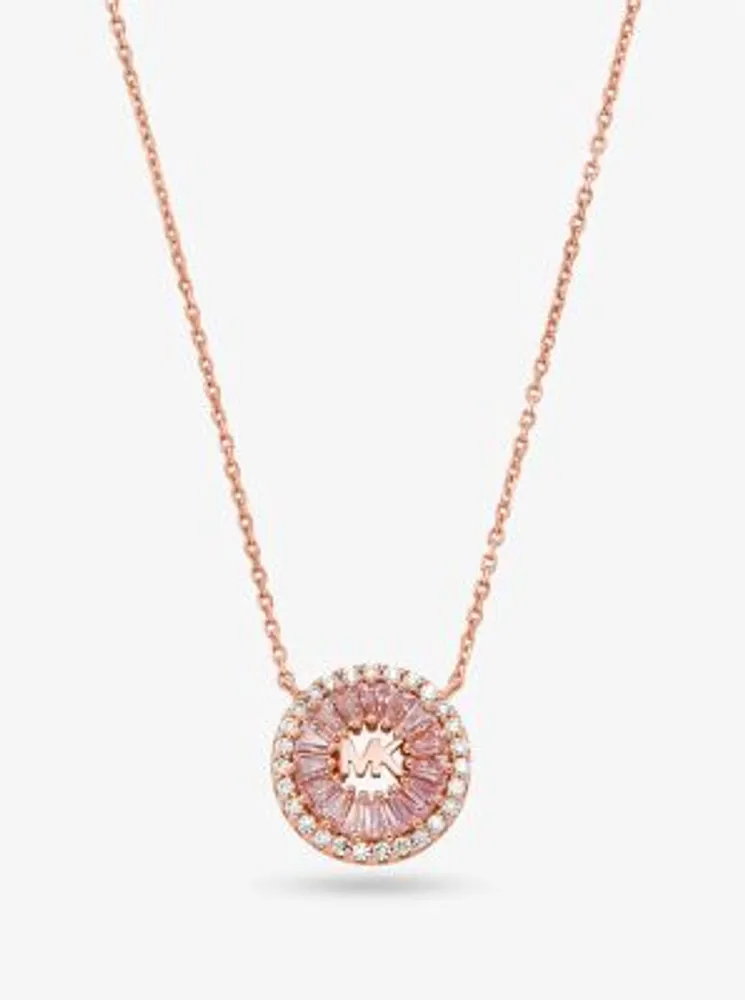 14k Rose Gold-Plated Sterling Silver Pavé Halo Necklace