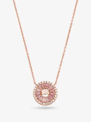 14k Rose Gold-Plated Sterling Silver Pavé Halo Necklace