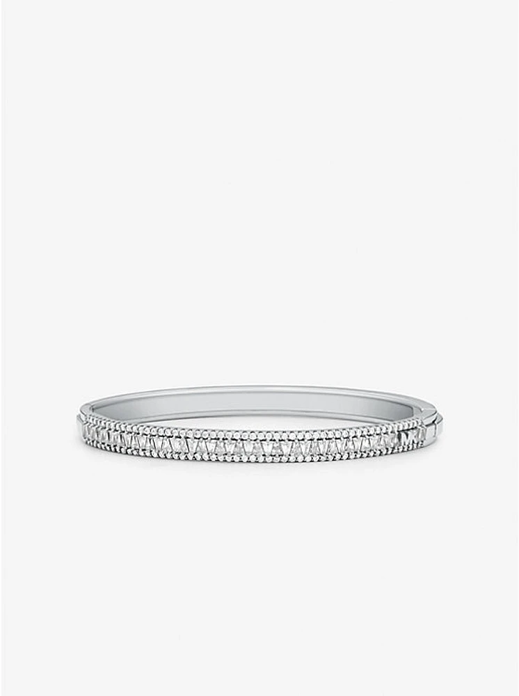 Precious Metal-Plated Sterling Silver Pavé Bangle